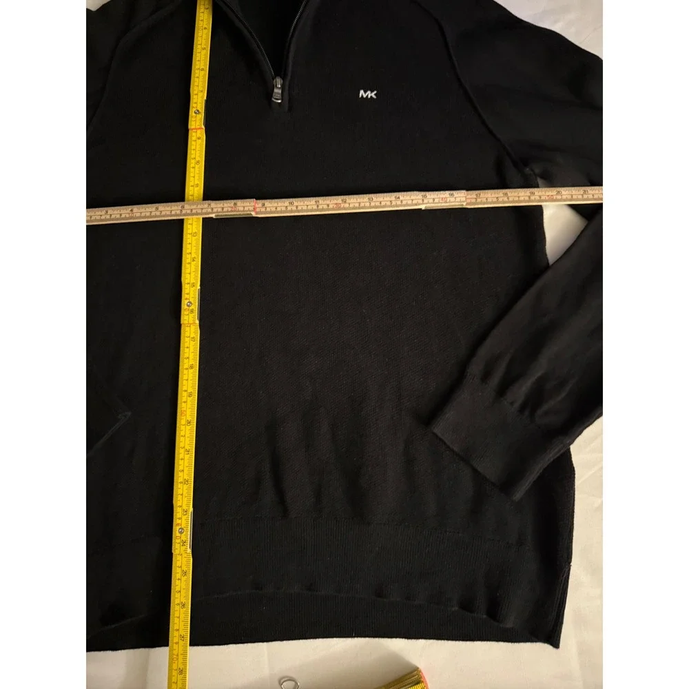 Michael Kors Mens Black Quarter Zip Cotton Pullover Sweater L KF560K2DP3 001